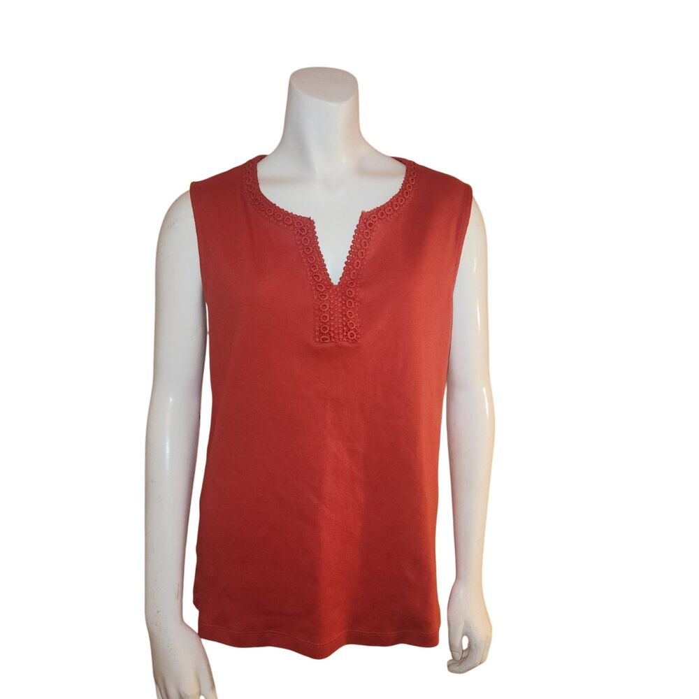 Croft & Barrow Red Cotton Sleeveless Top Womens Size Large